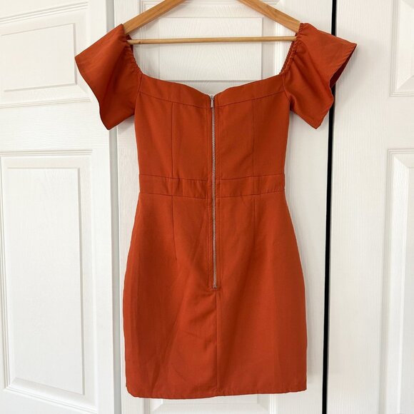 Runaway Rust Orange Off Shoulder Tie Front Mini Dress  Women’s Size XS - Picture 4 of 5